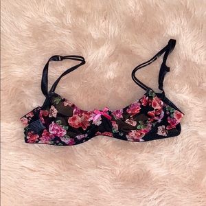 Unlined Floral Mesh Bra